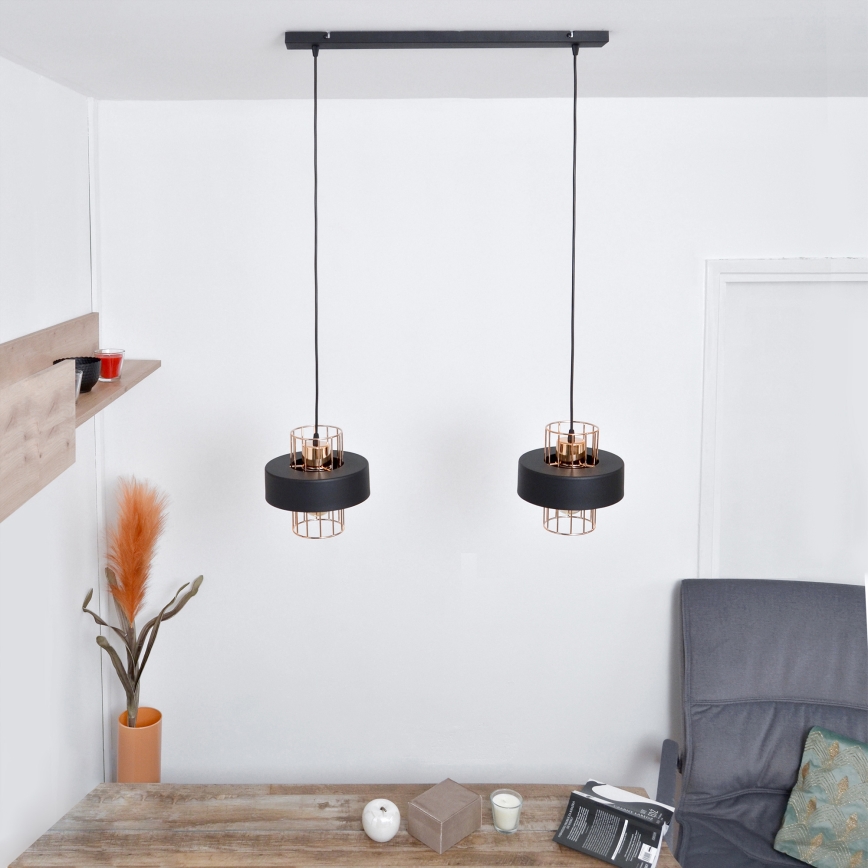 LED LED Żyrandol na lince VOLTA 2xE27/15W/230V czarny/złoty