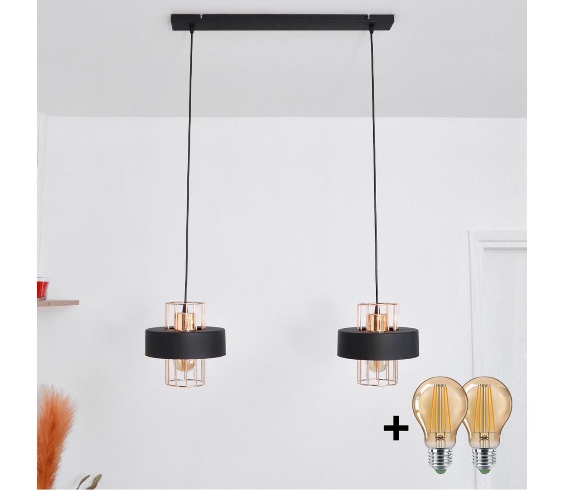 LED LED Żyrandol na lince VOLTA 2xE27/15W/230V czarny/złoty