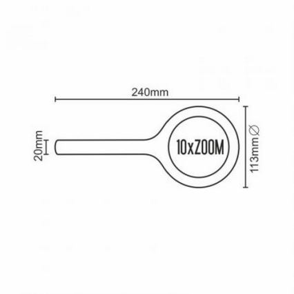 LED Lupa 10×ZOOM z podświetleniem LED/3W IP44