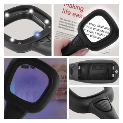 LED Lupa 2,5xZOOM z podświetleniem i światłem UV LED/UV/2xAAA