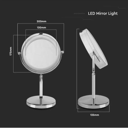 LED Lusterko kosmetyczne LED/3W/6V 4xAA IP44