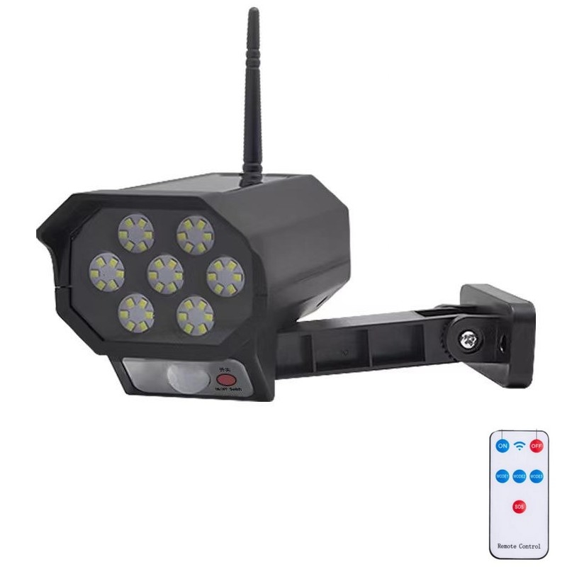 LED Makieta kamery bezpieczeństwa z czujnikiem i z panelem solarnym LED/5W/5,5V 800 mAh IP65 + zdalne sterowanie