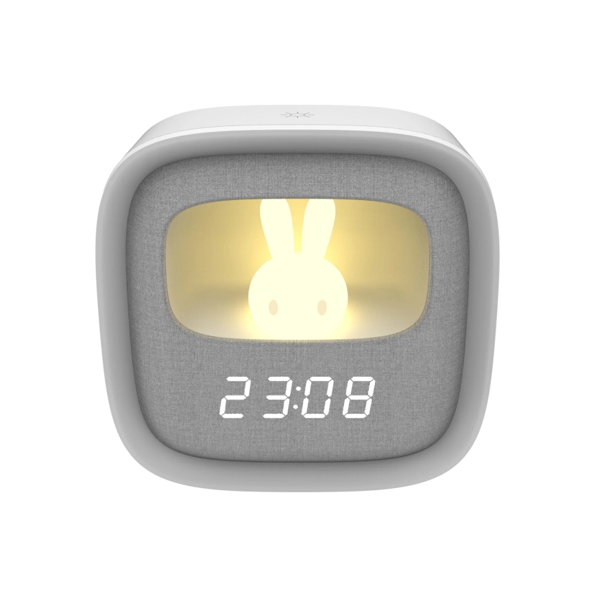 LED Mała ściemnialna lampka nocna z budzikiem BUNNY LED/1,2W/5V 3000K