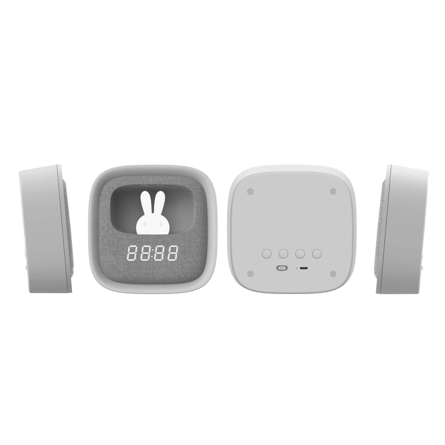 LED Mała ściemnialna lampka nocna z budzikiem BUNNY LED/1,2W/5V 3000K