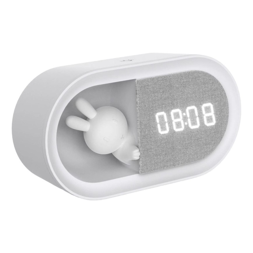 LED Mała ściemnialna lampka nocna z budzikiem BUNNY LED/1,2W/5V 3000K