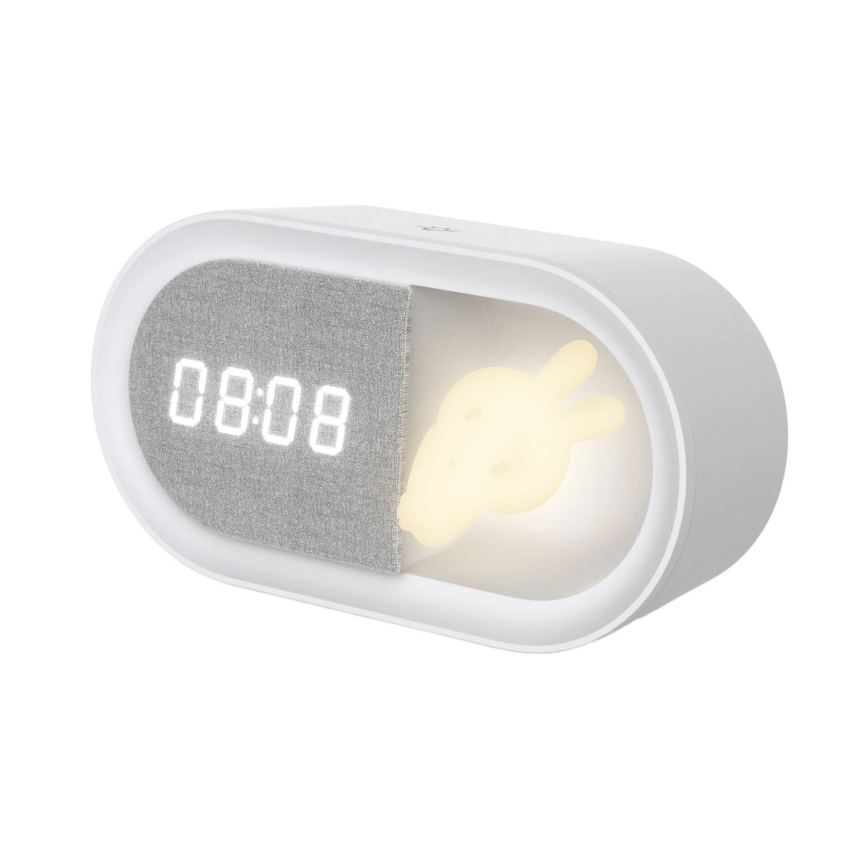 LED Mała ściemnialna lampka nocna z budzikiem BUNNY LED/1,2W/5V 3000K