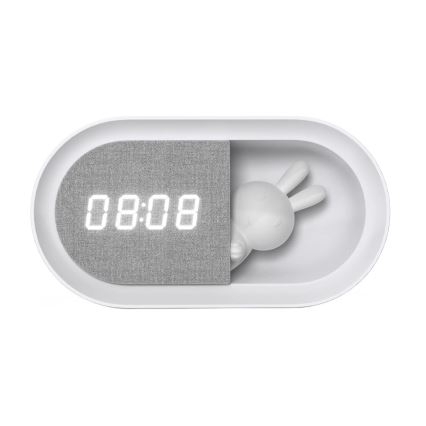 LED Mała ściemnialna lampka nocna z budzikiem BUNNY LED/1,2W/5V 3000K