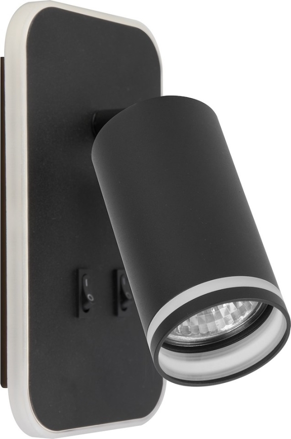 LED Naścienna oprawa punktowa PIPE 1xGU10/10W/230V + LED/6W czarna