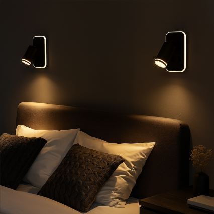 LED Naścienna oprawa punktowa PIPE 1xGU10/10W/230V + LED/6W czarna