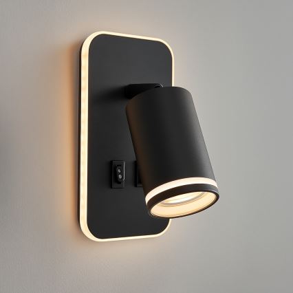 LED Naścienna oprawa punktowa PIPE 1xGU10/10W/230V + LED/6W czarna