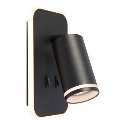 LED Naścienna oprawa punktowa PIPE 1xGU10/10W/230V + LED/6W czarna