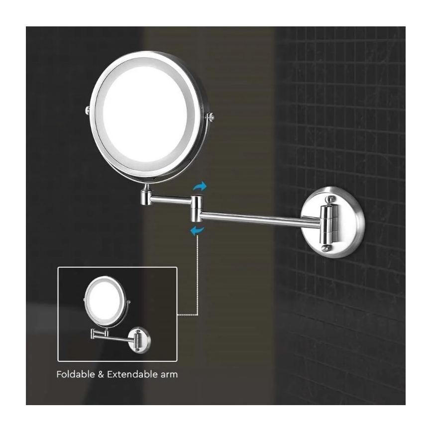 LED Naścienne lusterko kosmetyczne LED/3W/6V 4xAA IP44
