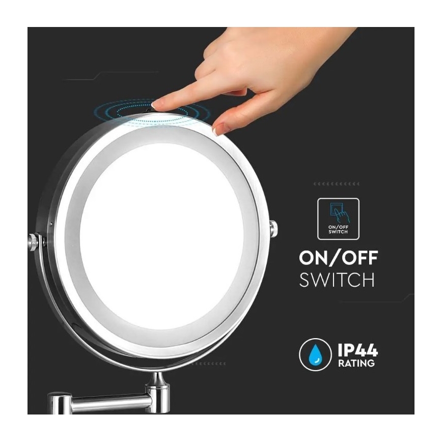 LED Naścienne lusterko kosmetyczne LED/3W/6V 4xAA IP44