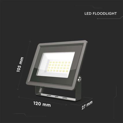 LED Naświetlacz LED/20W/230V 6500K IP65 czarny