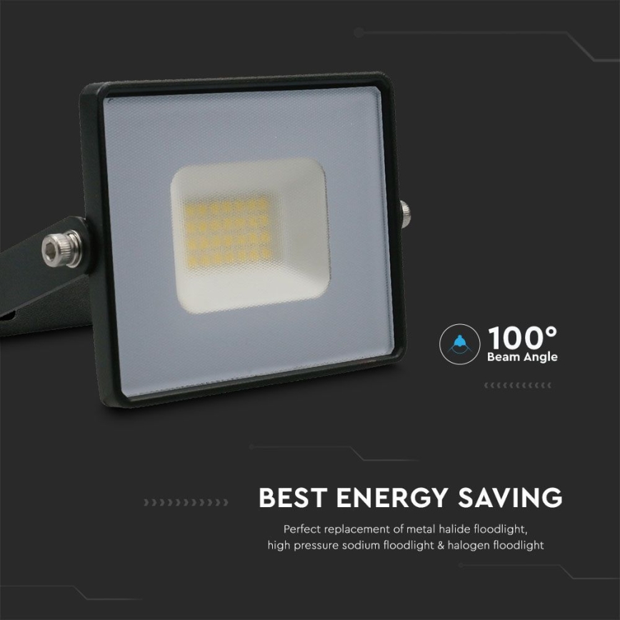 LED Naświetlacz LED/20W/230V 6500K IP65 czarny