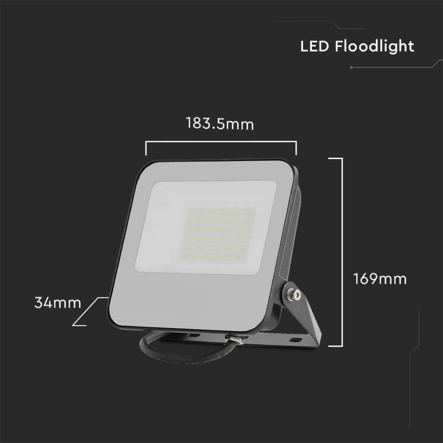 LED Naświetlacz LED/50W/230V 4000K IP65 czarny