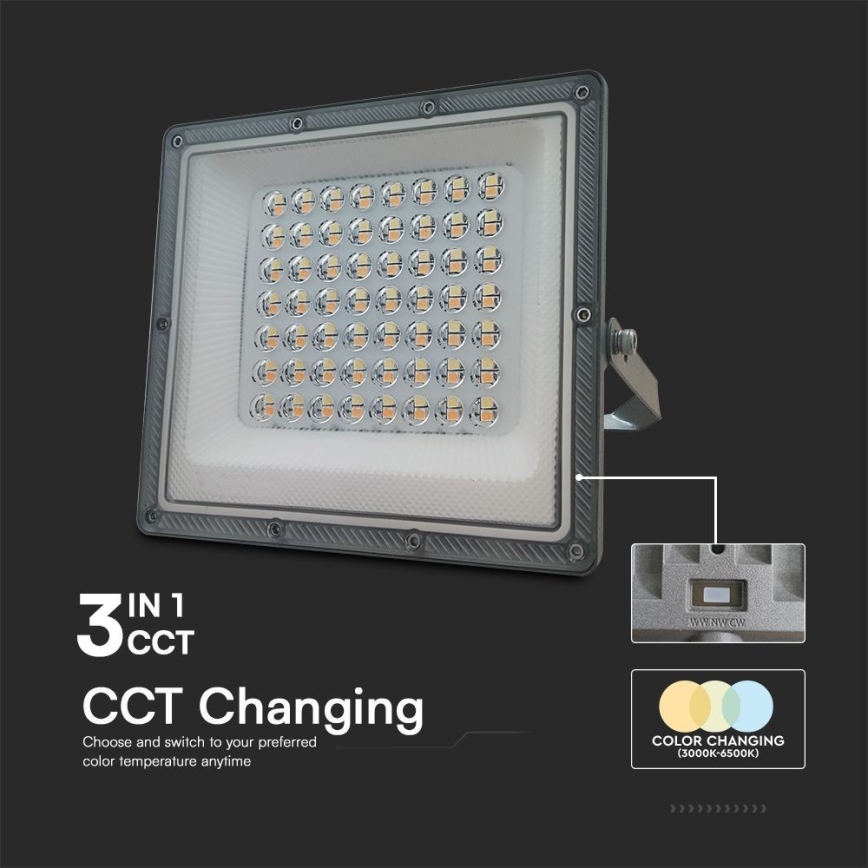 LED Naświetlacz LED/50W/230V IP65 3000/4000/6500K szary