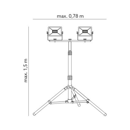 LED Naświetlacz na statywie 2xLED/50W/230V IP65