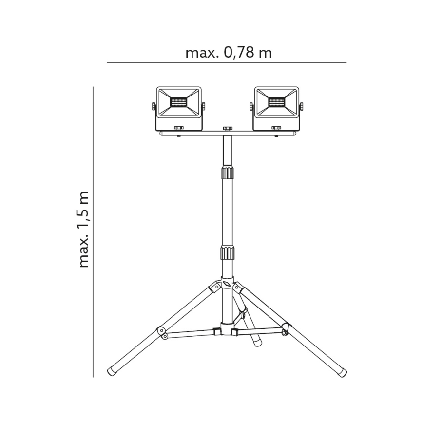 LED Naświetlacz na statywie 2xLED/50W/230V IP65