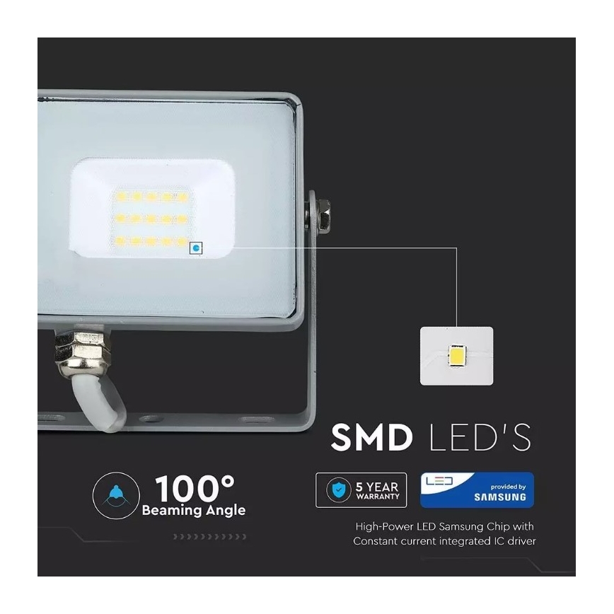 LED Naświetlacz SAMSUNG CHIP LED/10W/230V IP65 4000K szary