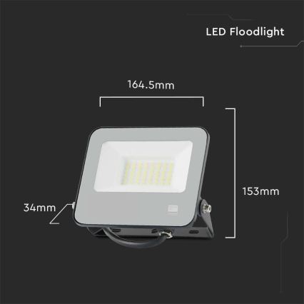 LED Naświetlacz SAMSUNG CHIP LED/30W/230V 4000K IP65 czarny