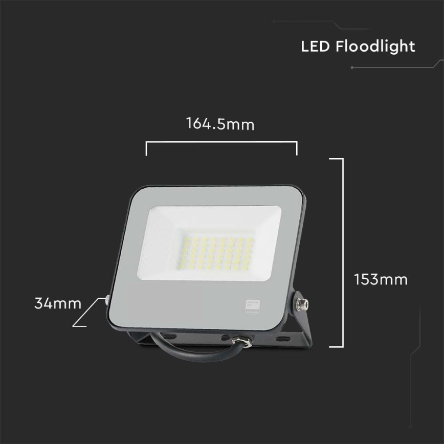 LED Naświetlacz SAMSUNG CHIP LED/30W/230V 4000K IP65 czarny