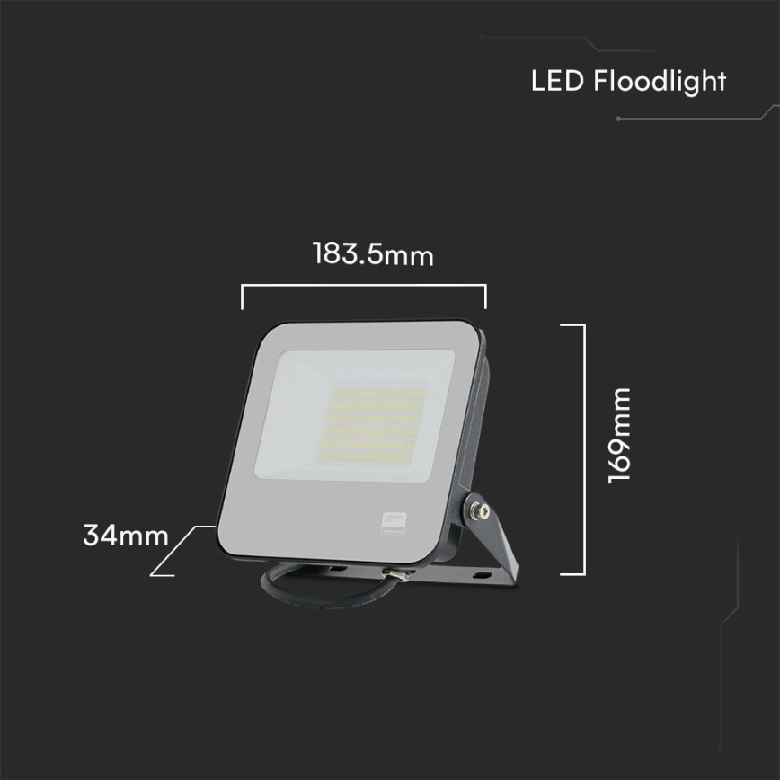 LED Naświetlacz SAMSUNG CHIP LED/50W/230V 4000K IP65 czarny