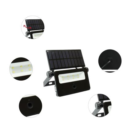 LED Naświetlacz solarny z czujnikiem NOCTIS LED/2W/1800 mAh 3,7V 6000K IP65