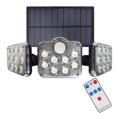 LED Naświetlacz solarny z czujnikiem ruchu i zmierzchu LED/20W/3,7V 1200 mAh IP44 + Pilot zdalnego sterowania