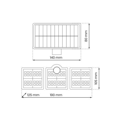 LED Naświetlacz solarny z czujnikiem ruchu i zmierzchu LED/20W/3,7V 1200 mAh IP44 + Pilot zdalnego sterowania