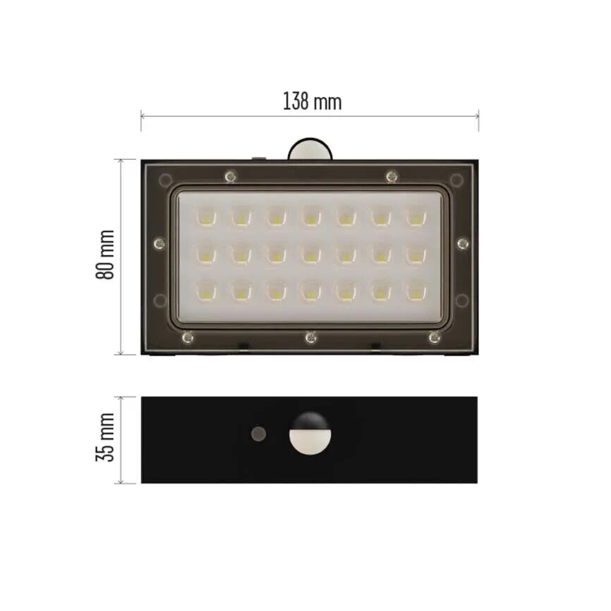 LED Naświetlacz solarny z czujnikiem ruchu LED/3,7V 1200mAh 4000K IP65 czarny