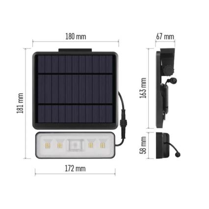 LED Naświetlacz solarny z czujnikiem ruchu LED/3,7V 2500mAh 4000K IP54