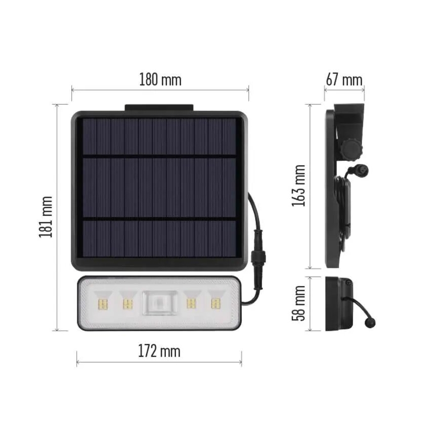 LED Naświetlacz solarny z czujnikiem ruchu LED/3,7V 2500mAh 4000K IP54