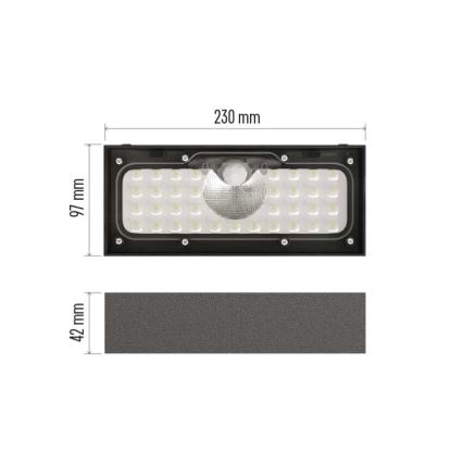 LED Naświetlacz solarny z czujnikiem ruchu LED/3,7V 3000mAh 4000K IP65 czarny