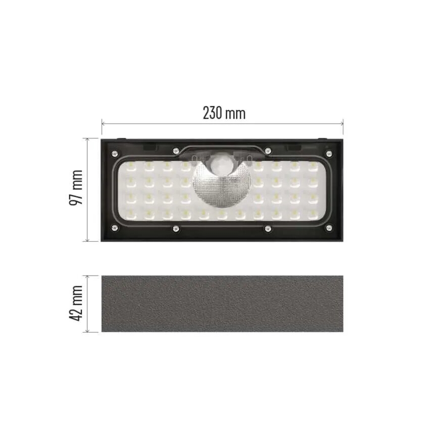 LED Naświetlacz solarny z czujnikiem ruchu LED/3,7V 3000mAh 4000K IP65 czarny