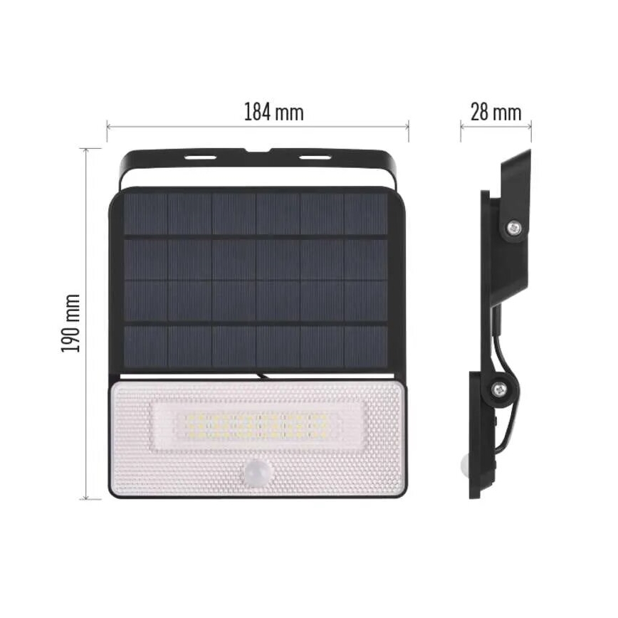 LED Naświetlacz solarny z czujnikiem ruchu LED/3,7V 3600mAh 4000K IP54