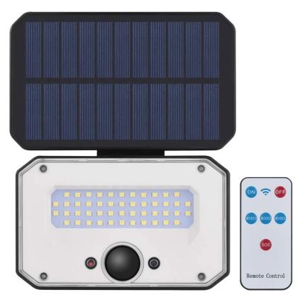 LED Naświetlacz solarny z czujnikiem ruchu SPILO LED/3,7V 3600mAh 3000K IP54 + zdalne sterowanie
