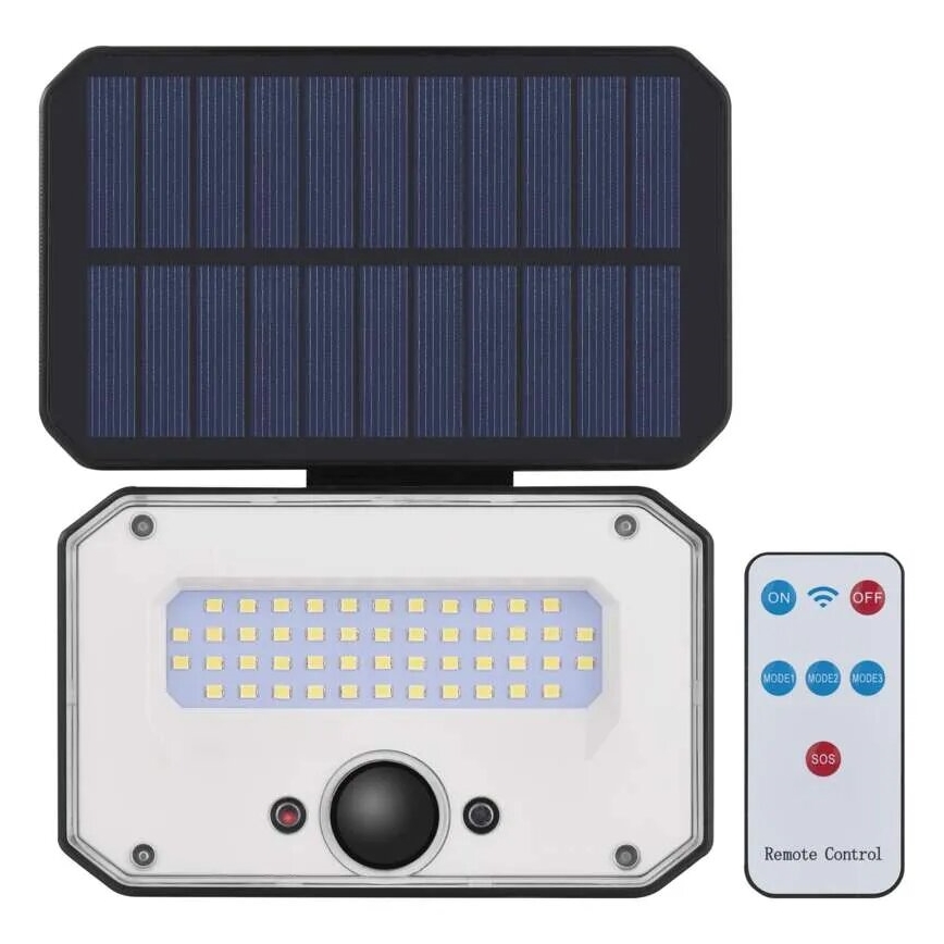 LED Naświetlacz solarny z czujnikiem ruchu SPILO LED/3,7V 3600mAh 3000K IP54 + zdalne sterowanie