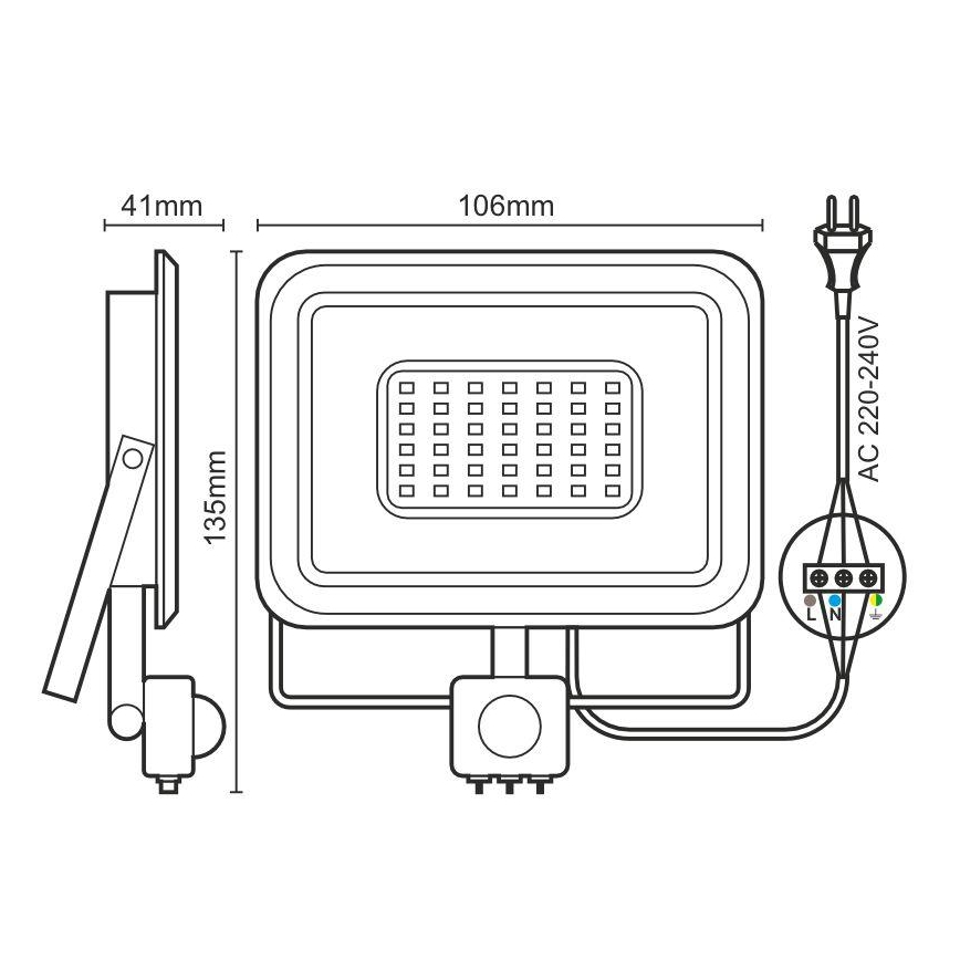 LED Naświetlacz z czujnikiem LED/10W/230V 4000K IP44