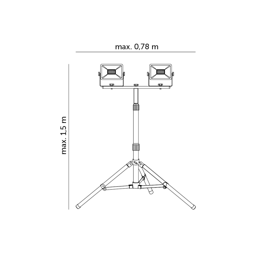LED Naświetlacz ze statywem 2xLED/30W/230V IP65