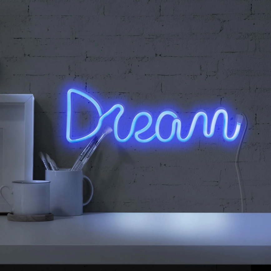 LED Neonowa dekoracja ścienna DREAM LED/3W/3xAA USB niebieska