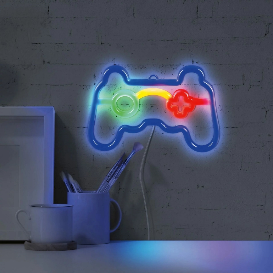 LED Neonowa dekoracja ścienna GAME LED/3W/3xAA USB niebieska