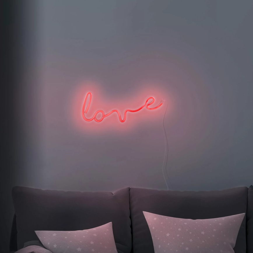 LED Neonowa dekoracja ścienna LOVE LED/3W/3xAA USB czerwona