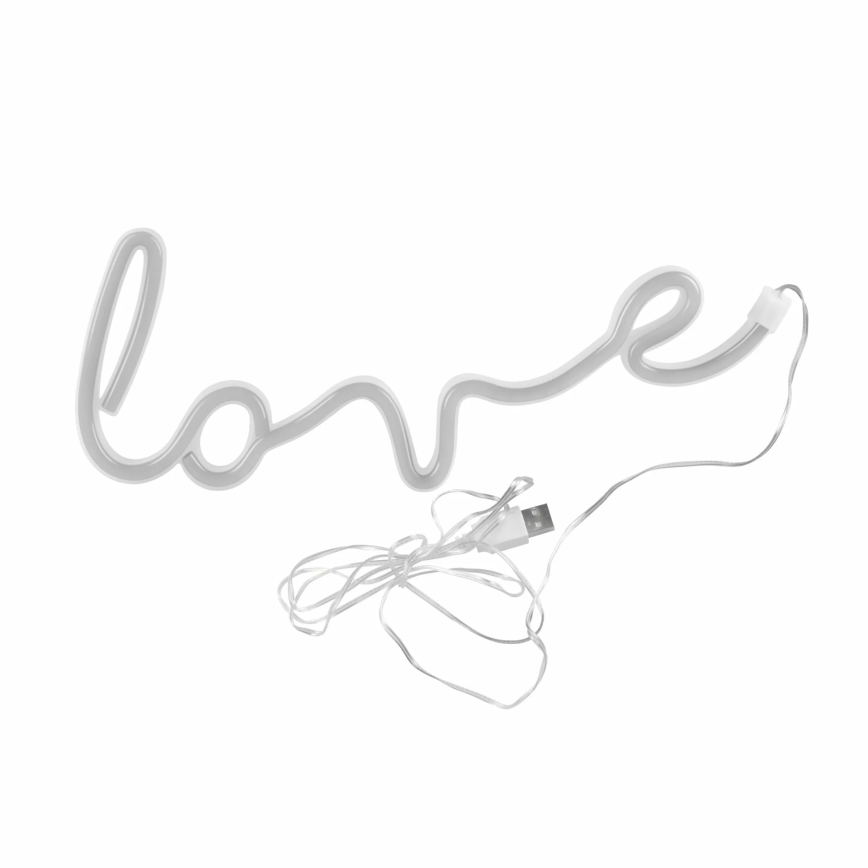 LED Neonowa dekoracja ścienna LOVE LED/3W/3xAA USB czerwona