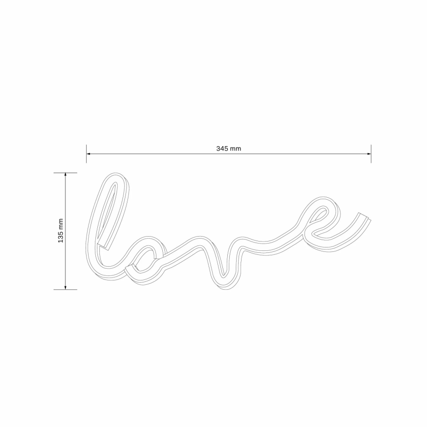 LED Neonowa dekoracja ścienna LOVE LED/3W/3xAA USB czerwona