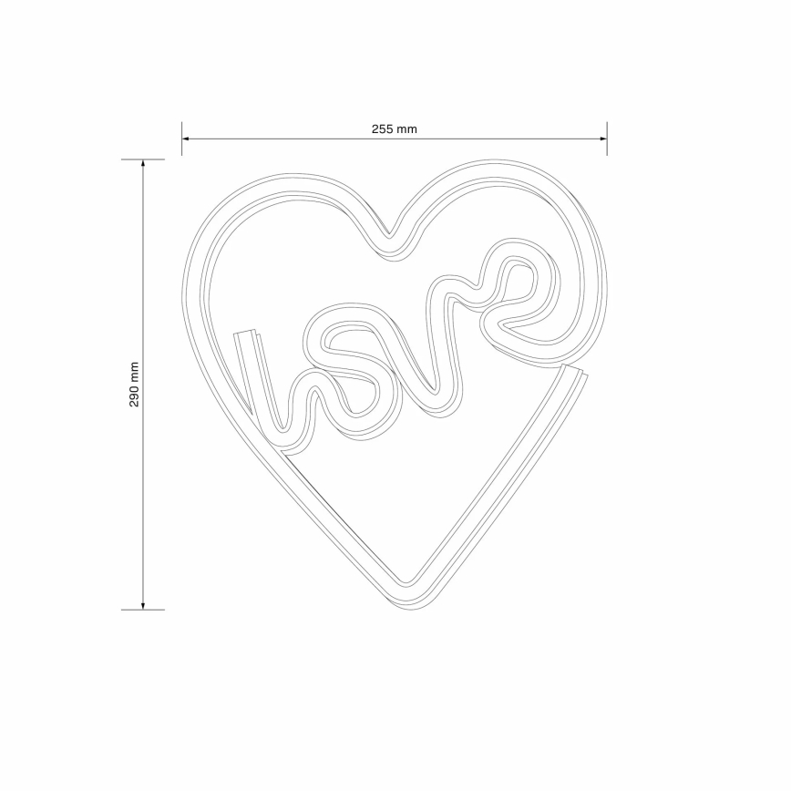 LED Neonowa dekoracja ścienna LOVE LED/3W/3xAA USB różowa