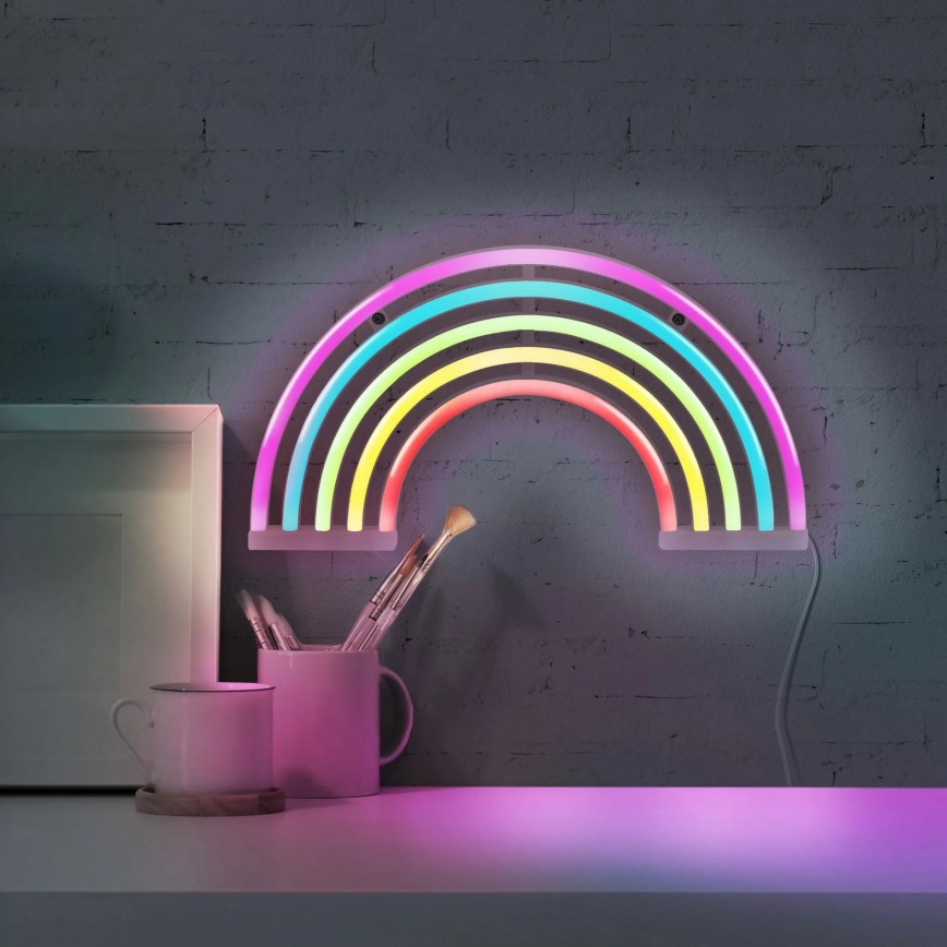 LED Neonowa dekoracja ścienna RAINBOW LED/3W/3xAA USB wielobarwna
