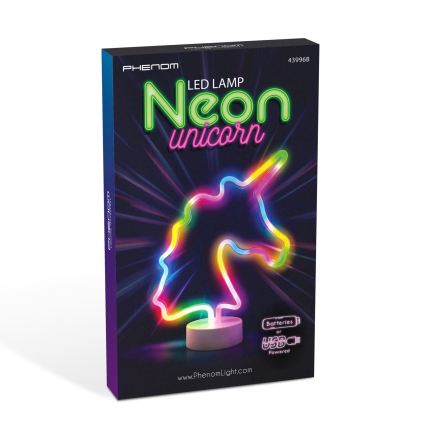 LED neonowa dekoracja stołowa LED/2W/3xAA USB jednorożec