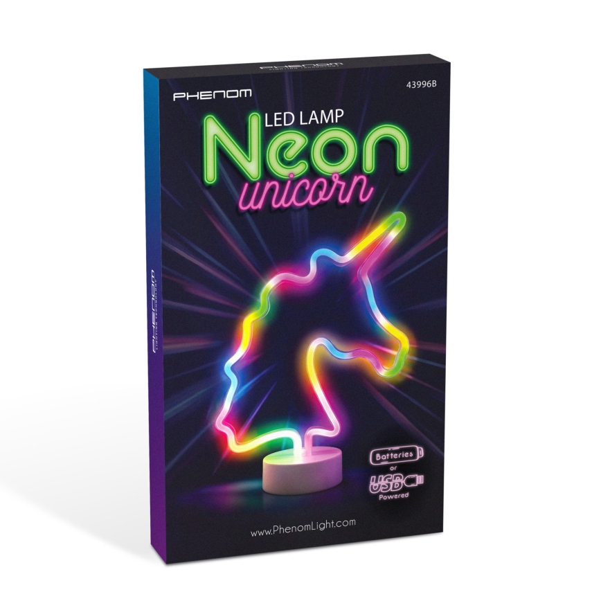 LED neonowa dekoracja stołowa LED/2W/3xAA USB jednorożec