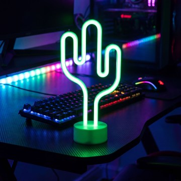 LED neonowa dekoracja stołowa LED/2W/3xAA USB kaktus